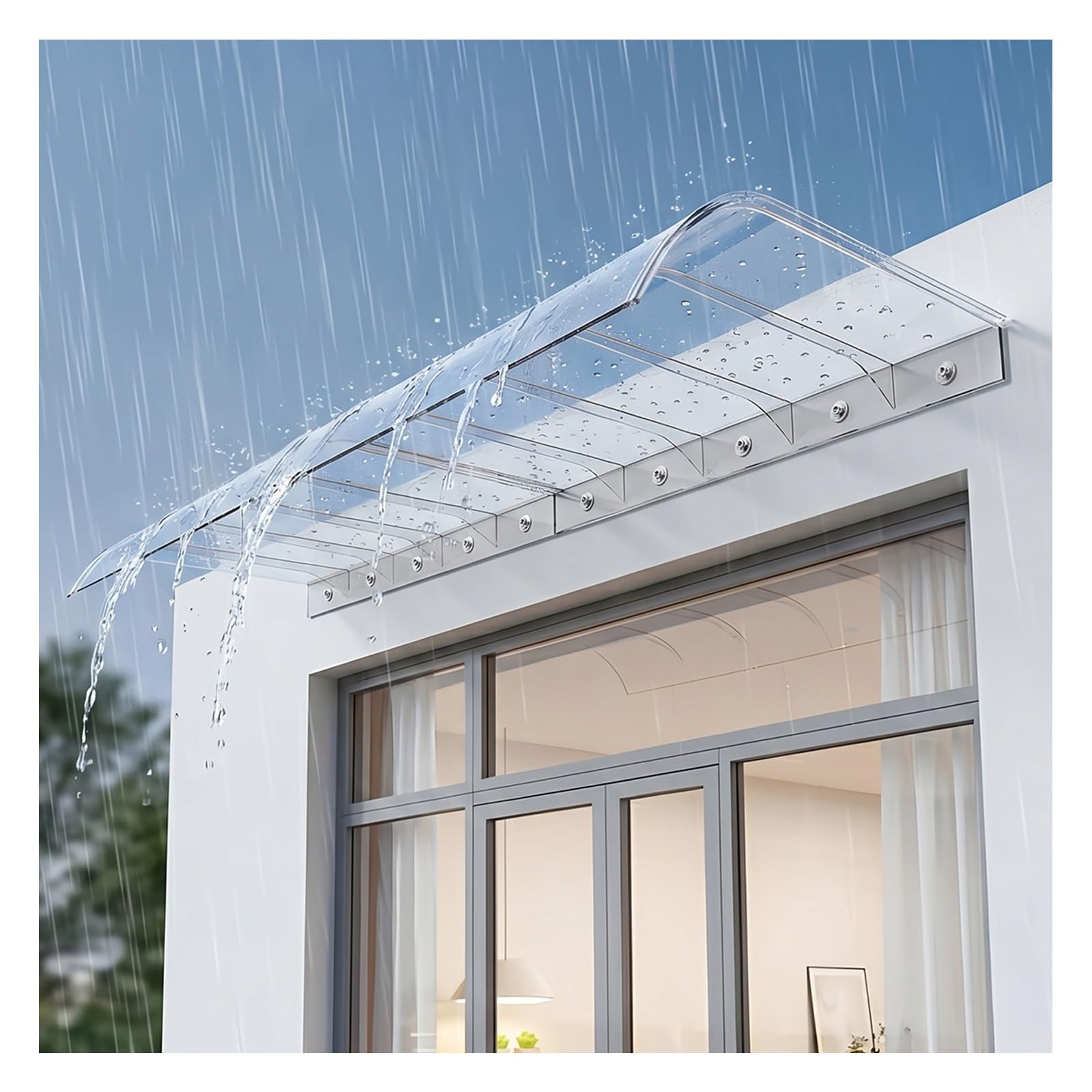 Transparent Invisible Rain Shelter Cover, Awning for Door Entrance, Soundproofing Door Awning, Silent Rain Shelter, Polycarbonate Thick 3.5 Mm(W35*L50cm/W13.7*L19.6in)
