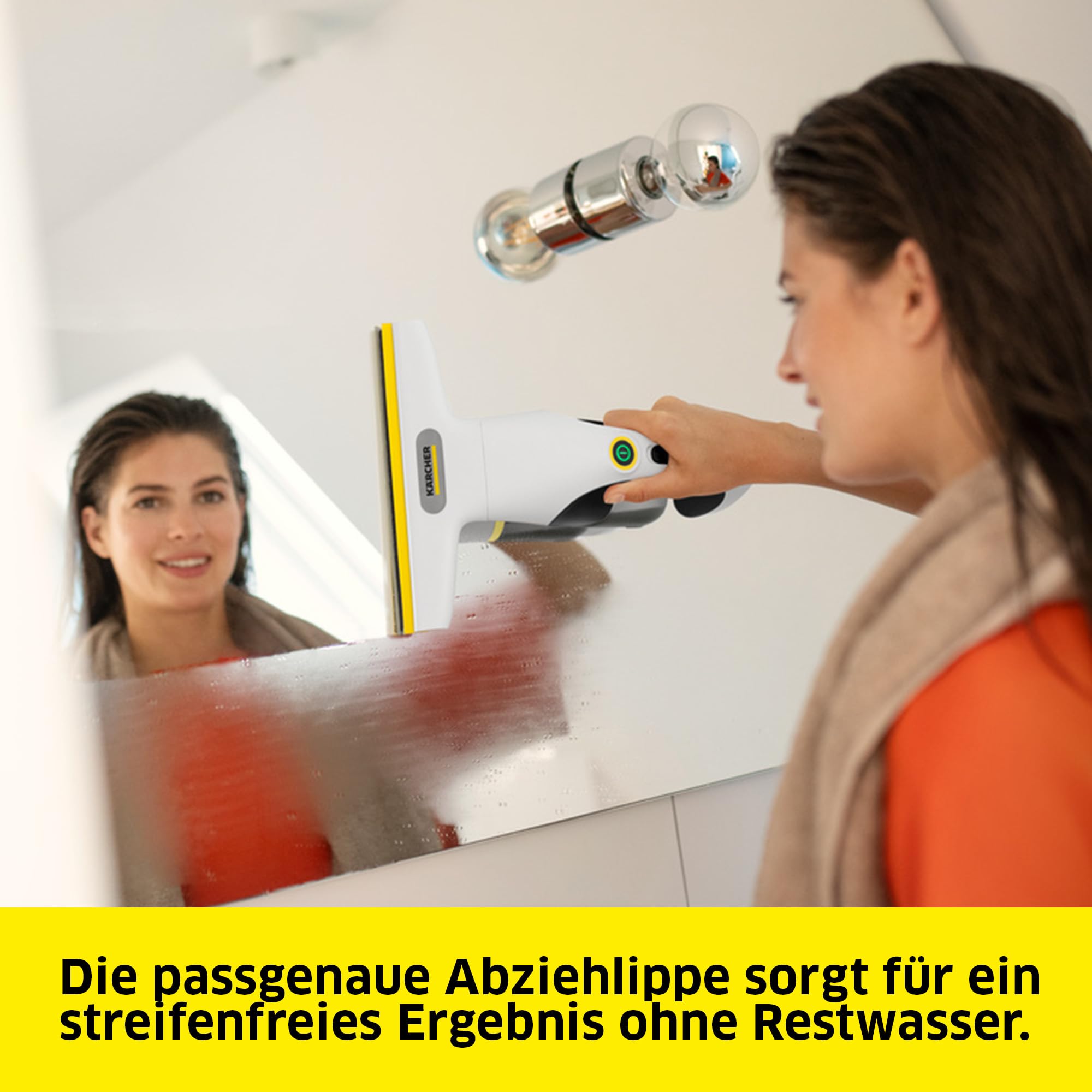 Kärcher Akku-Fenstersauger WV 1 Compact Care, Akkulaufzeit: 25 min., Schmutzwassertank: 100 ml, Gewicht: 0,5 kg, Sprühflasche mit Mikrofaser-Wischbezug, 20 ml Fensterreiniger, USB-C-Port