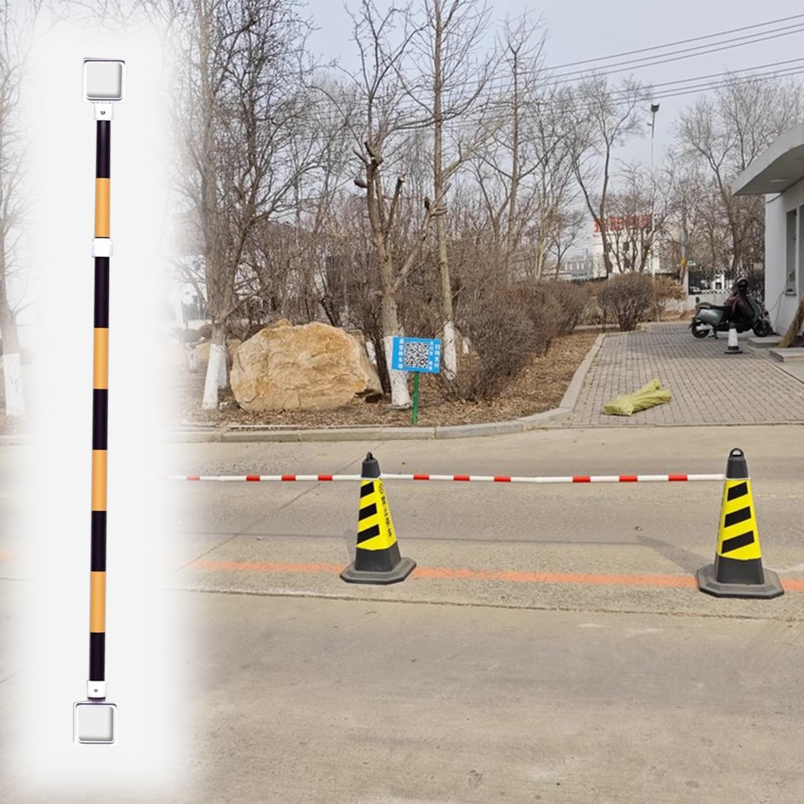 SGKOMN 20 Pack Red Traffic Cone Barrier Extension Poles - Adjustable Driveway & Parking Control for Road Construction, Lot Management & Traffic Safety Equipment, Black-12pcs