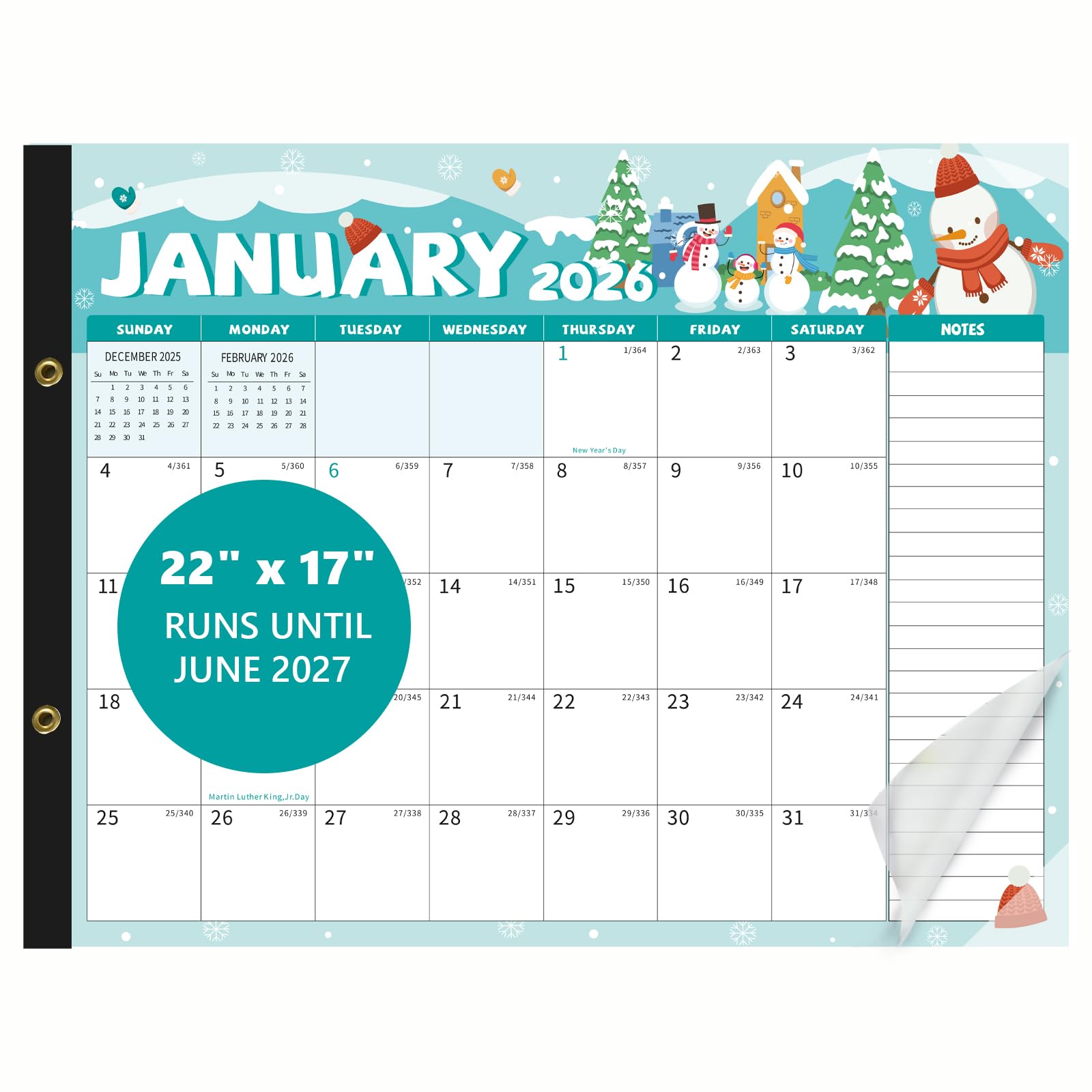 Coovernier Desk Calendar 2026-2027, 18-Month Large 22x17 Desk Pad Calendar from Jan 2026 to Jun 2027, Academic Planner with Cute Monthly Cartoon