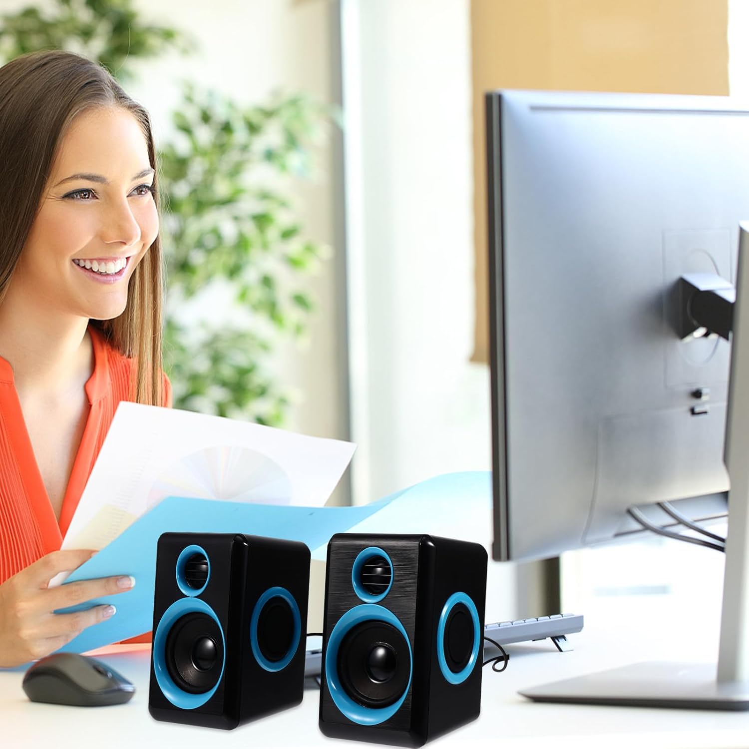 Mini USB 2.0 Desktop Computer Speaker Set Compact Surround Sound Speakers for Laptop and Notebook Suitable for Home Office Use Dc 5v