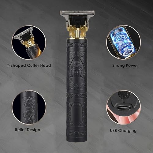 Miniatura 5 de Cortador de pelo para hombres, cortapelos profesional inalámbrico, recortador de barba recargable sin huecos con hoja en T, set de aseo para corte