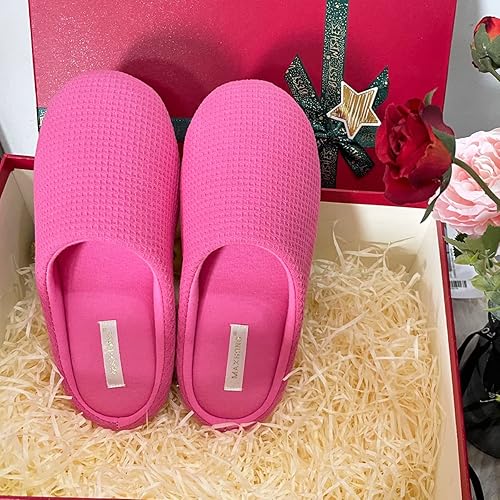 Miniatura 6 de MAXHONG Pantuflas de casa ligeras de algodón para mujer con espuma viscoelástica, lavables para el hogar, cómodas y acogedoras pantuflas de meter