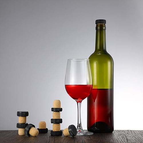 Miniatura 4 de 24 tapones de corcho, tapones de degustación de tapones de vino en forma de T con parte superior de plástico, tapón de botella de vino de madera,