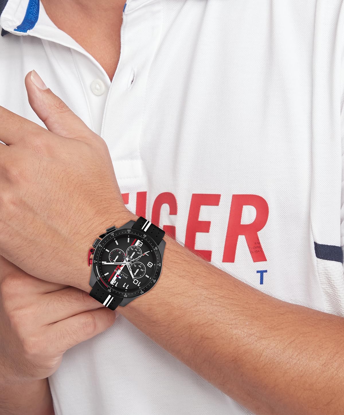 Tommy Hilfiger Reloj Cronógrafo de Cuarzo para Hombre con Correa de Silicona Negra - 1792168