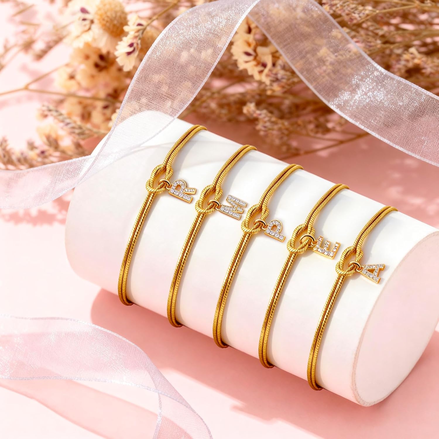 Friendship Bracelet for Women Gold Initial Bracelets 14K Gold Plated Knot Letter A-Z Initial Bracelet for Women Dainty Forever Layered Chain Bracelets Jewelry Birthday Gift for Best Friend - Image 3