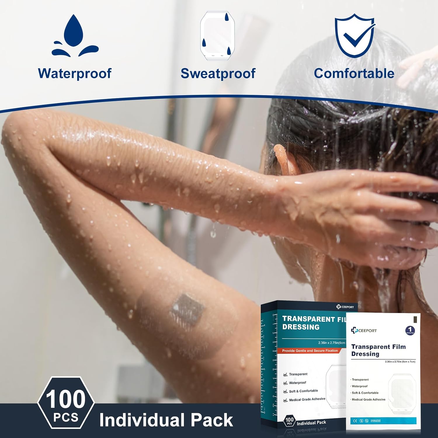 Manuka Honey Gauze Dressing(4" x 4" 10pcs)+Transparent Film Dressing (2.36" x 2.75" 100Pcs)