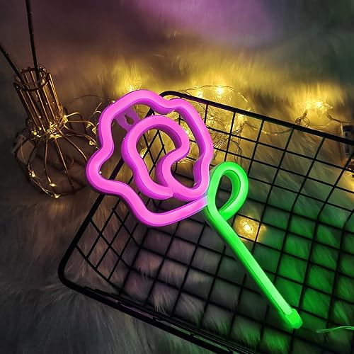 Miniatura 6 de ENUOLI Letrero de neón LED rosa rosa, alimentado por USBbatería, 11 x 5.5 pulgadas, decoración del hogar, lámpara de fiesta, regalo del día de San