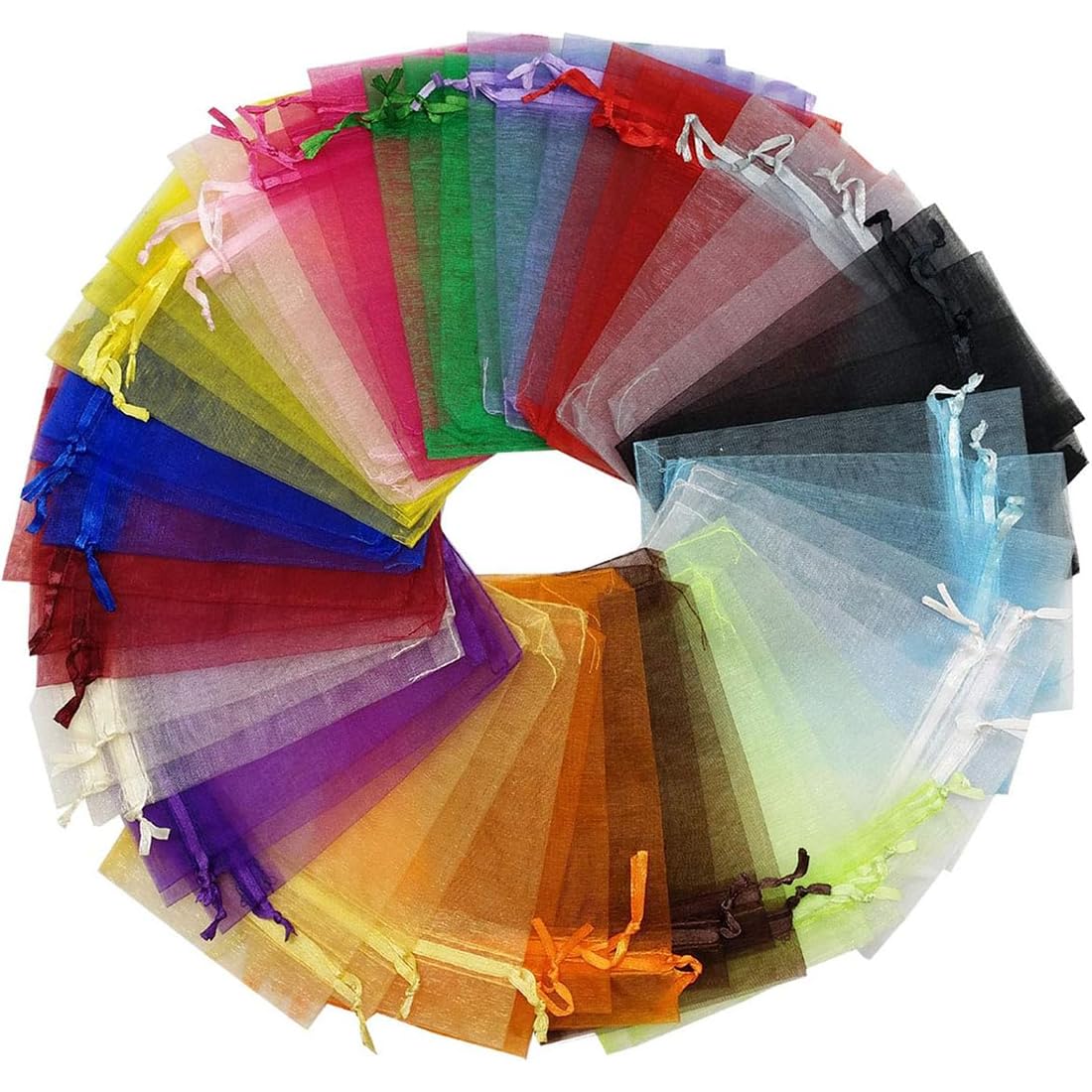 HUZNA 100 Stück Organza Säckchen Organzabeutel Schmucksäckch