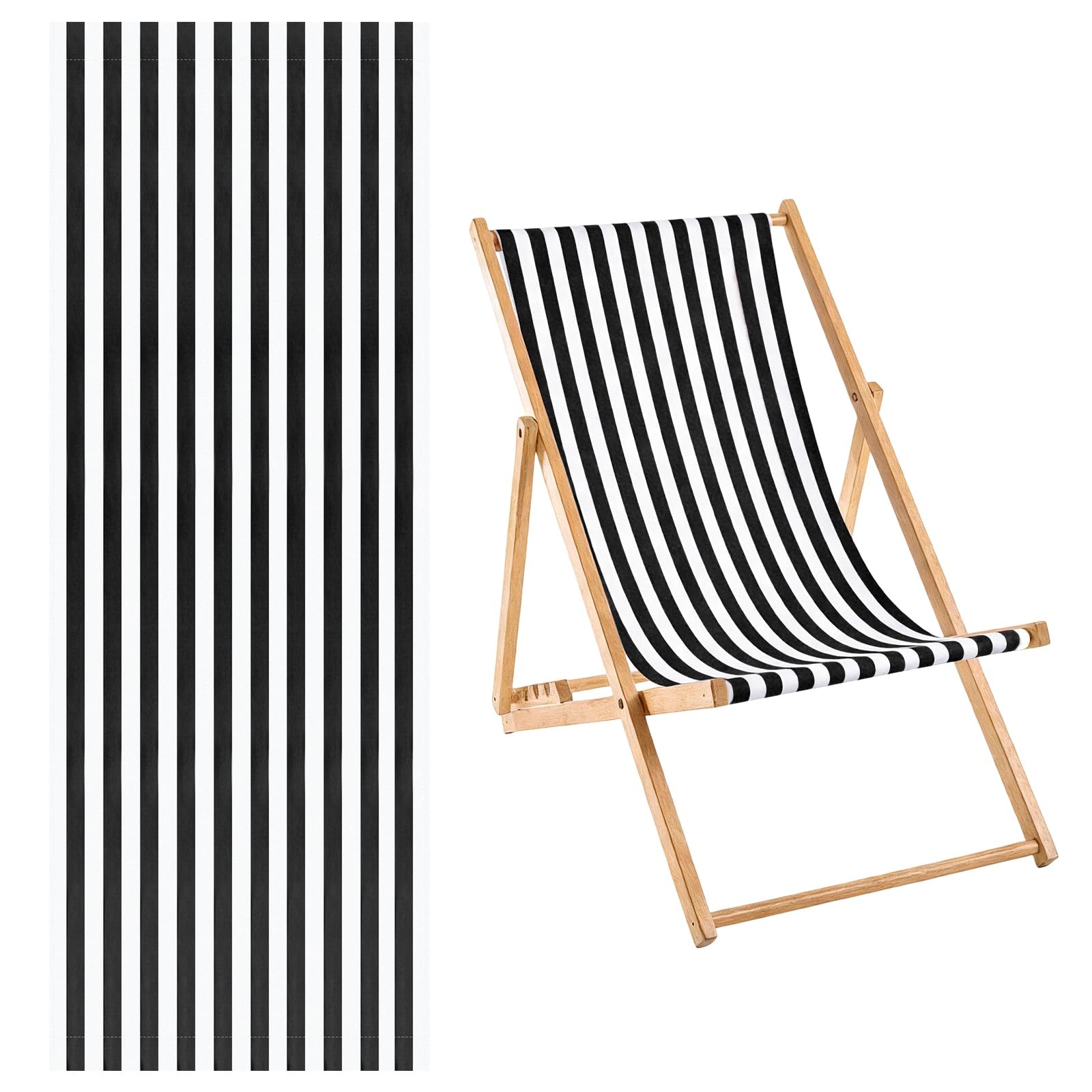 M METERXITY Beach Sling Chair Replacement Canvas 16x44.5in Pinstripe Black