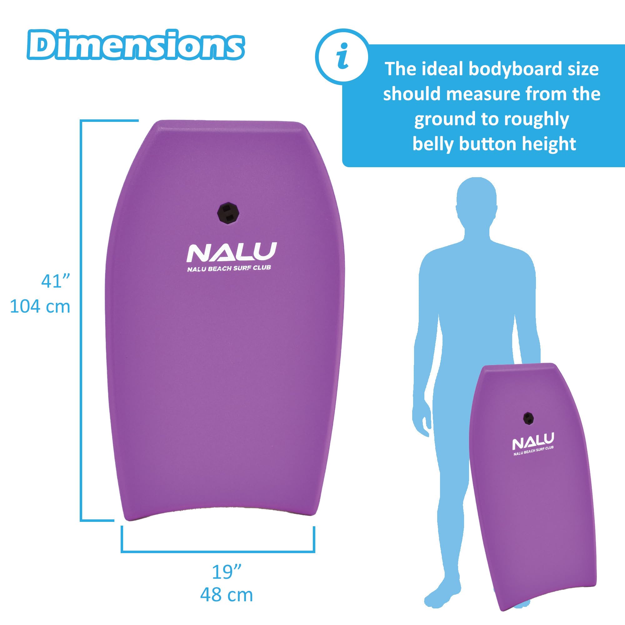 Nalu Bodyboard Cross Bodyboard en EPS avec laisse et bouchon Violet 104,1 cm