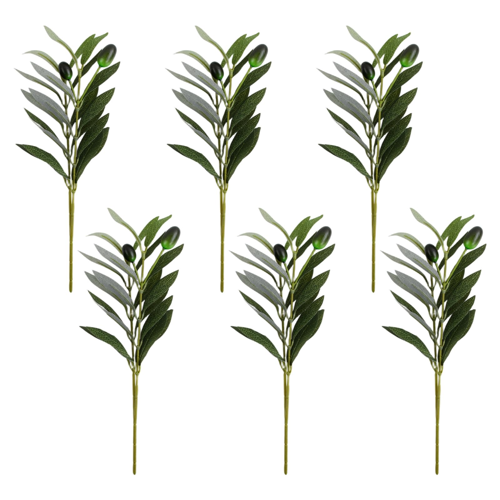 FooYee 6 PCS Faux Olive Branches, Olive Leaves Stems, Plants Tree Branches, 26cm Artificial Branches with Fruit for Vases, Table Decorations, Wedding Bouquets Home Decor