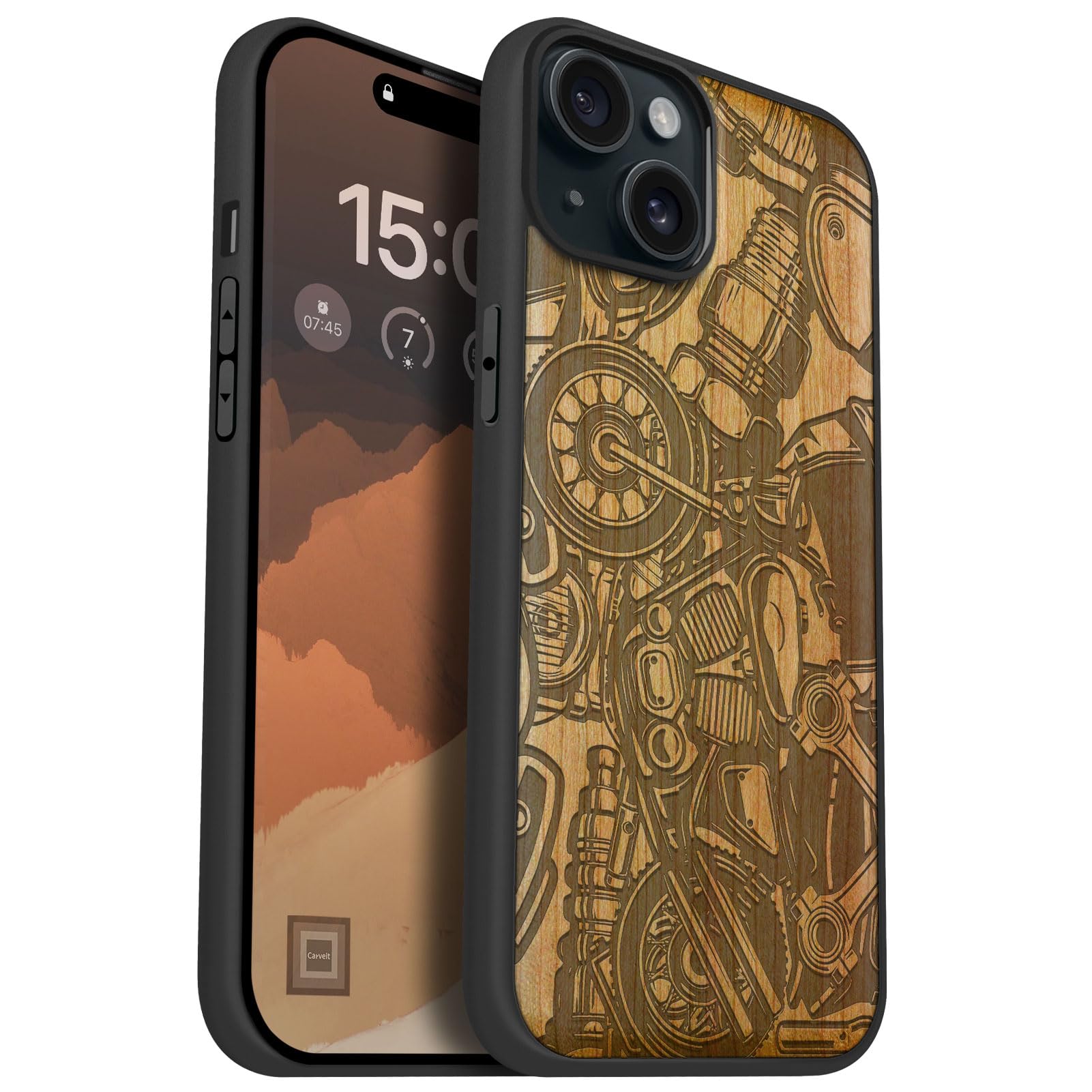 Coque Bois iPhone 15 Plus Antichoc Gravée Anti-Rayures - 8