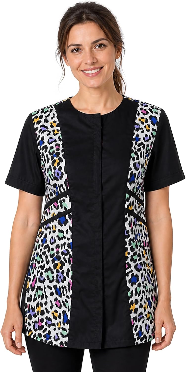 Ladybird Line 737 Leopard Waterproof Grooming Smock, Hair Bleach Resistant, Adjustable Back Tie, Breathable Mesh Lining