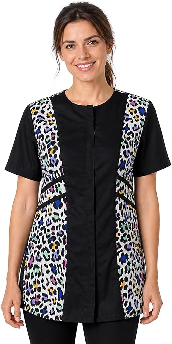 Ladybird Line 737 Leopard Waterproof Grooming Smock, Hair Bleach Resistant, Adjustable Back Tie, Breathable Mesh Lining