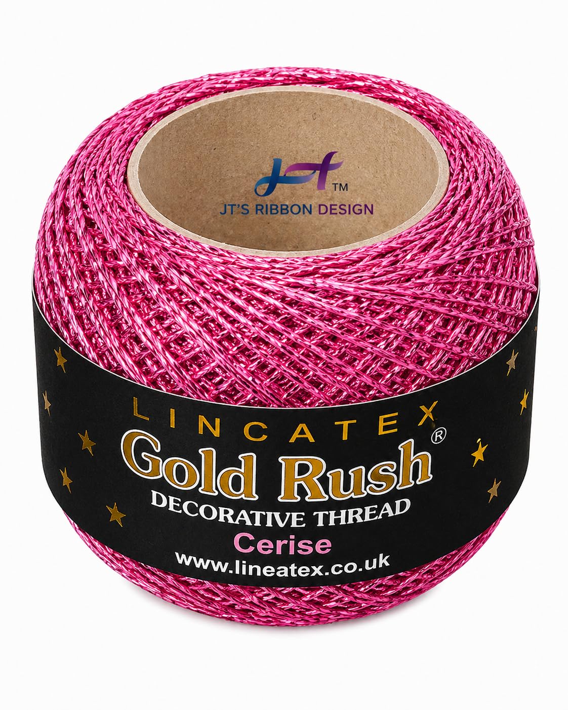 LINCATEX Gold Rush Metallic Decorative Thread 80 Metre Rolls 20 Colours (Cerise)