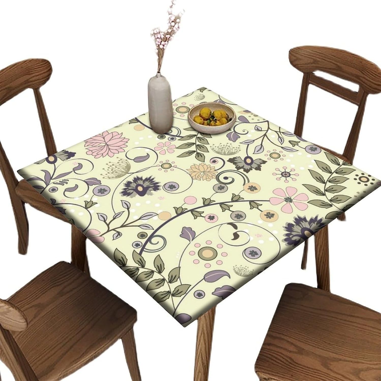 Nappe carrée élastique polyester décoration table bohème verte