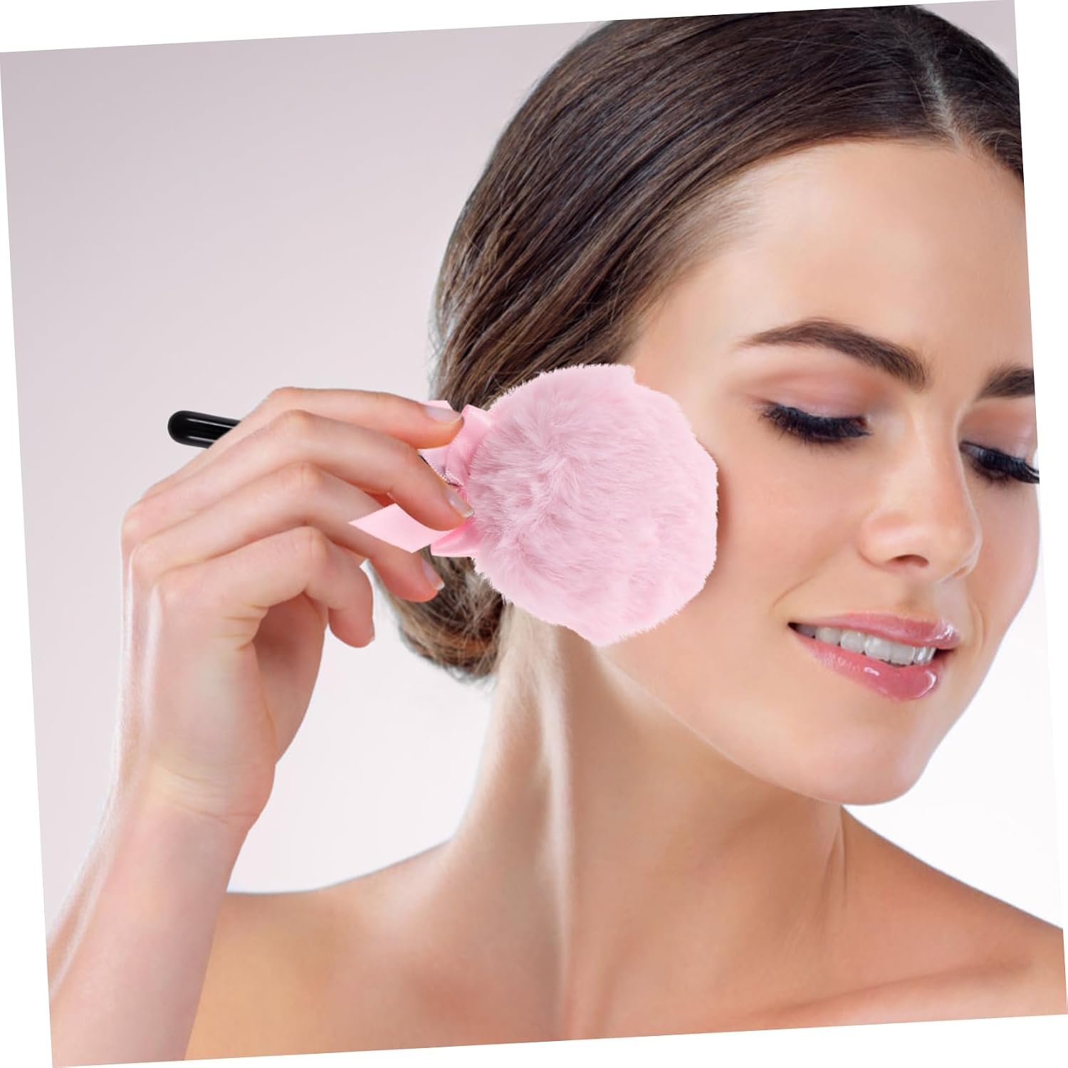2pcs Lollipop Makeup Puff for Face Application Soft Velour Powder Puff Chic Handle for Loose and Mineral Powders for Home and Travel Use Pink
