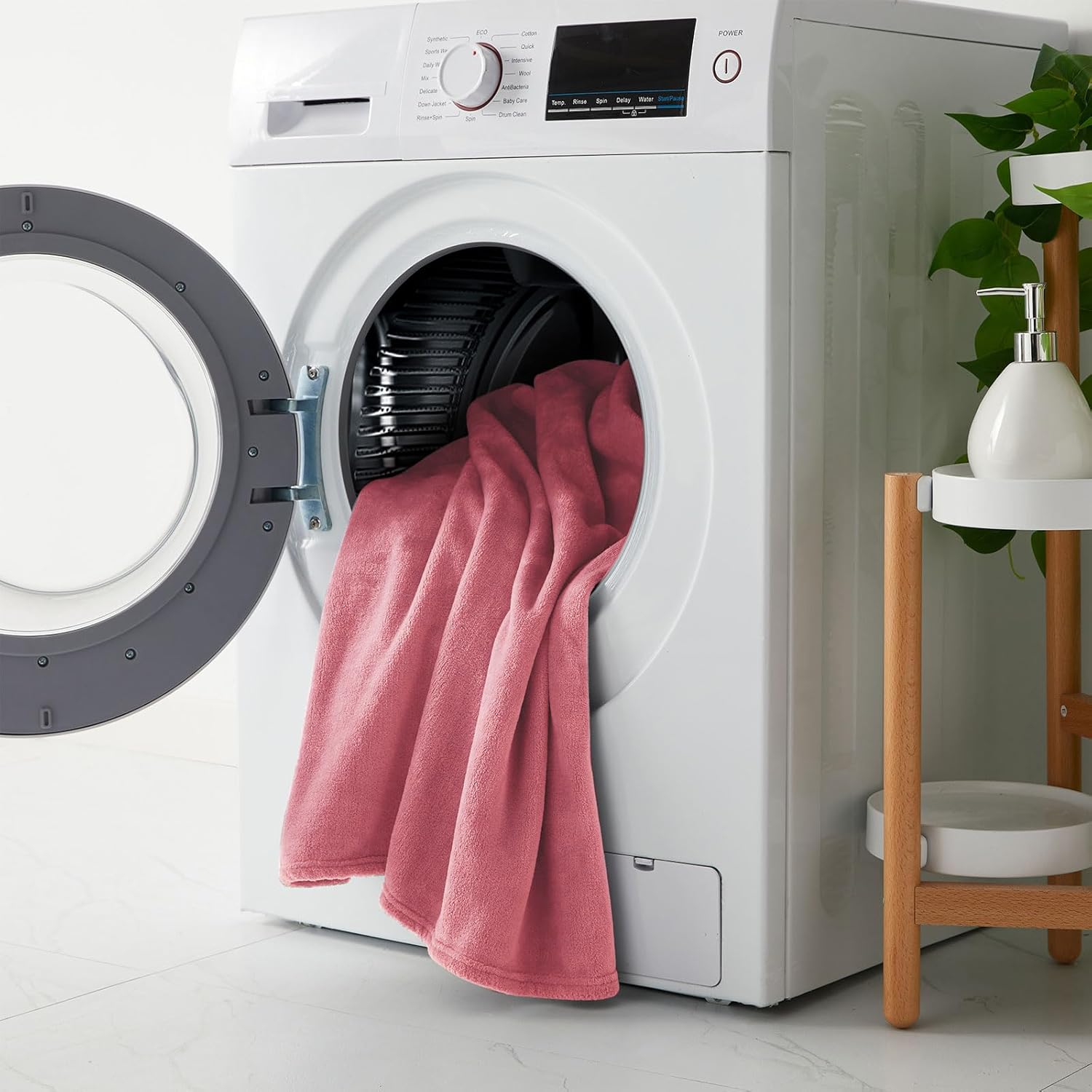 KMUSET Fleece Blanket Salmon Pink Lightweight Super Soft Cozy Fuzzy Bed Blankets Microfiber Factory Shop - Image 7