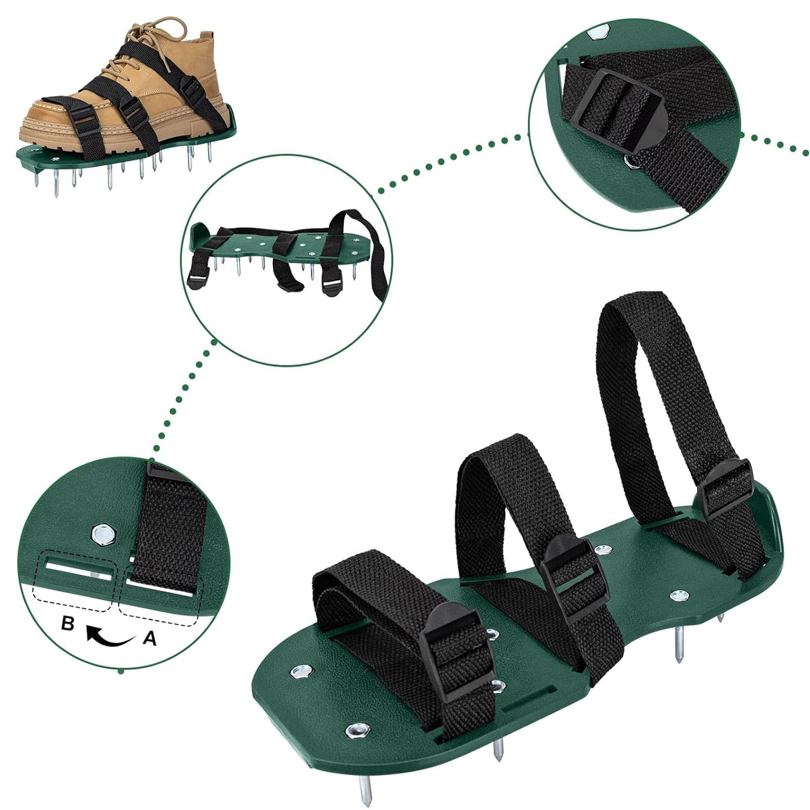Chaussures d'aérateur de gazon flexibles avec tiges solides pour un ameublissement efficace du sol et du jardinage - Arbres d'aération permanents en polystyrène et métal