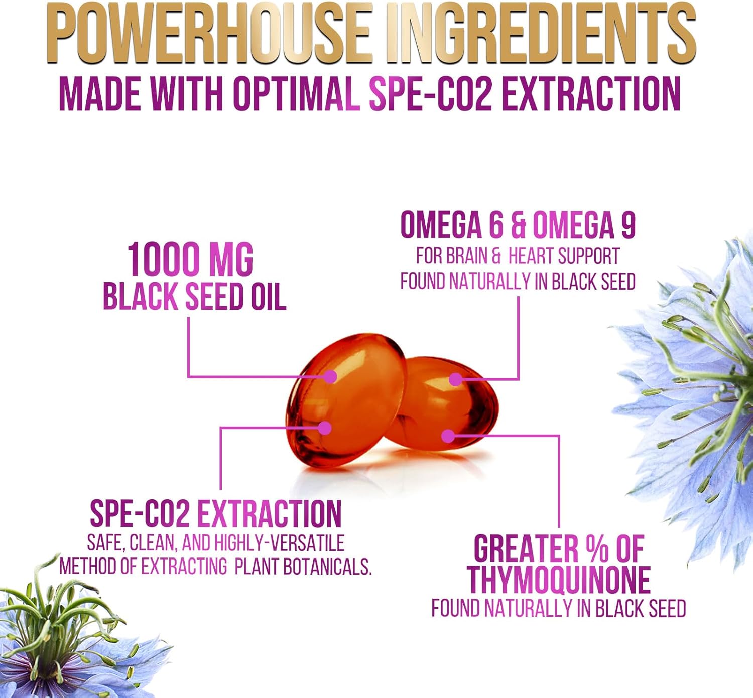 Black Seed Oil 1000mg - Premium Extra Strength Nigella Sativa Blackseed Oil - Black Seed Oil Skin, Digestive Health & Immune Support - Non-GMO Antioxidant, Gluten Free Supplement - 120 Softgels - Image 5