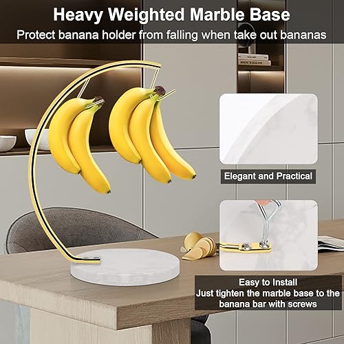 Miniatura 3 de Servilletero + soporte de plátano de doble gancho con base de mármol, dispensador de papel de seda independiente moderno de metal y organizador de