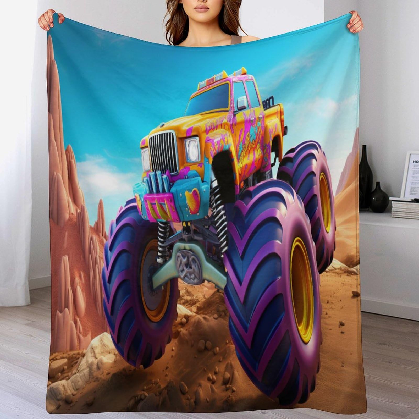 Couverture camion douce et légère pour des moments cocooning sur le canapé du salon