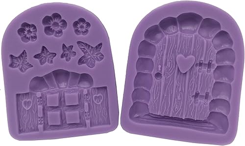 Funshowcase Enchanted Vintage Fairy Garden - Molde de silicona para puerta y ventana de casa para Sugarcraft, chocolate, fondant, resina, arcilla