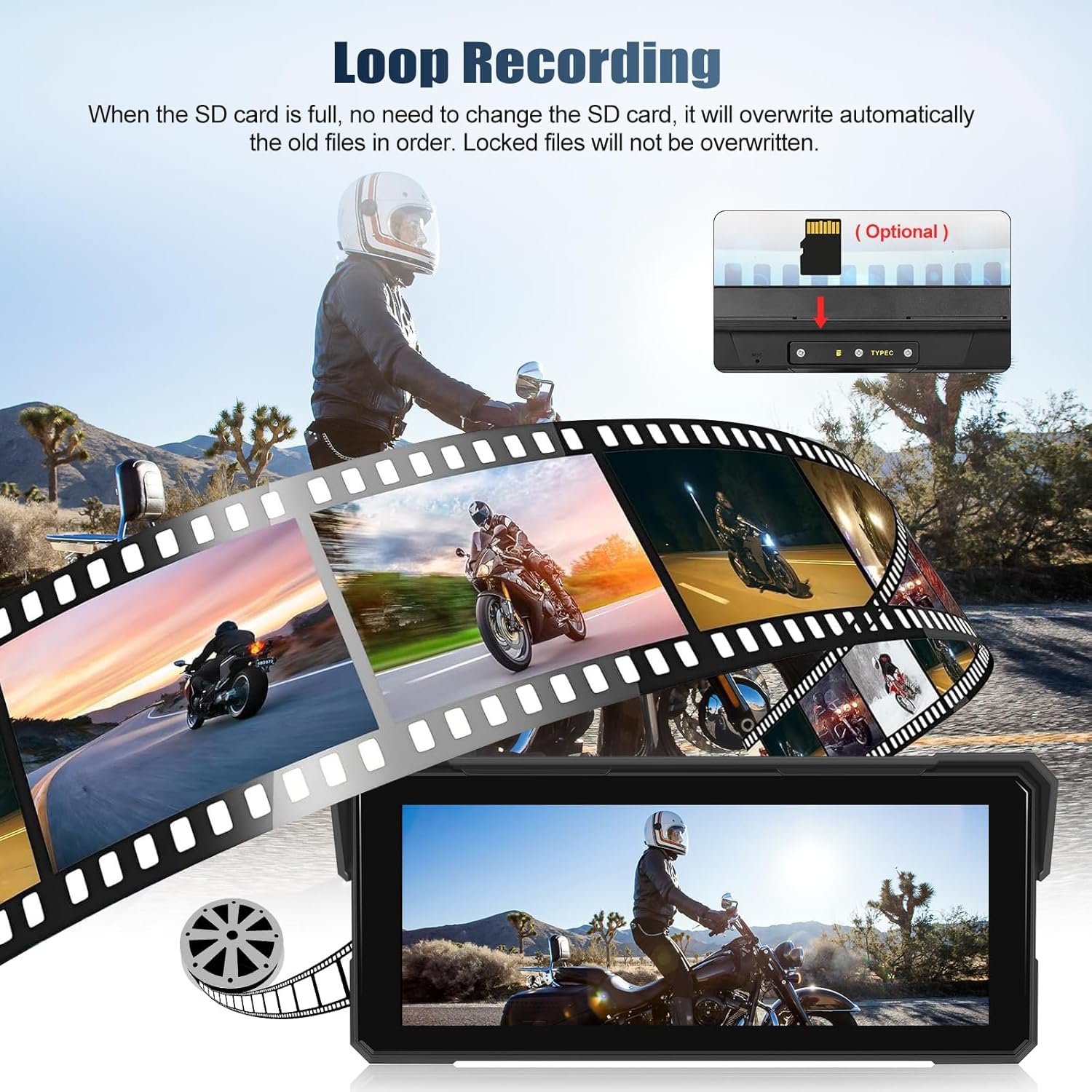 CAMECHO Cámara de salpicadero para motocicleta, pantalla Carplay y Android Auto para motocicleta, Carplay Moto, IP68 impermeable, pantalla táctil de 8.1 pulgadas para motocicleta, Carplay inalámbrica