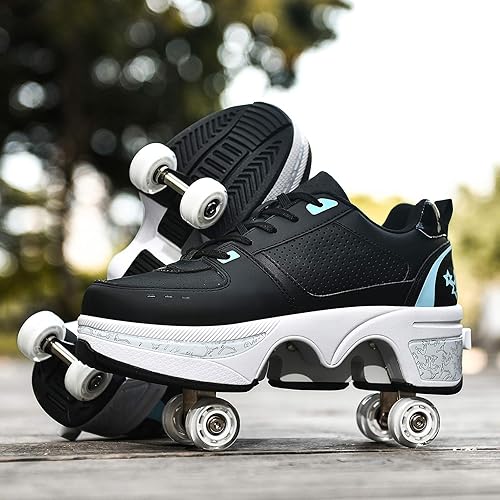 Miniatura 4 de Rueda deformada de doble fila, 2 en 1, patines de polea extraíbles, deformación, zapatos de caminar automáticos, patines invisibles