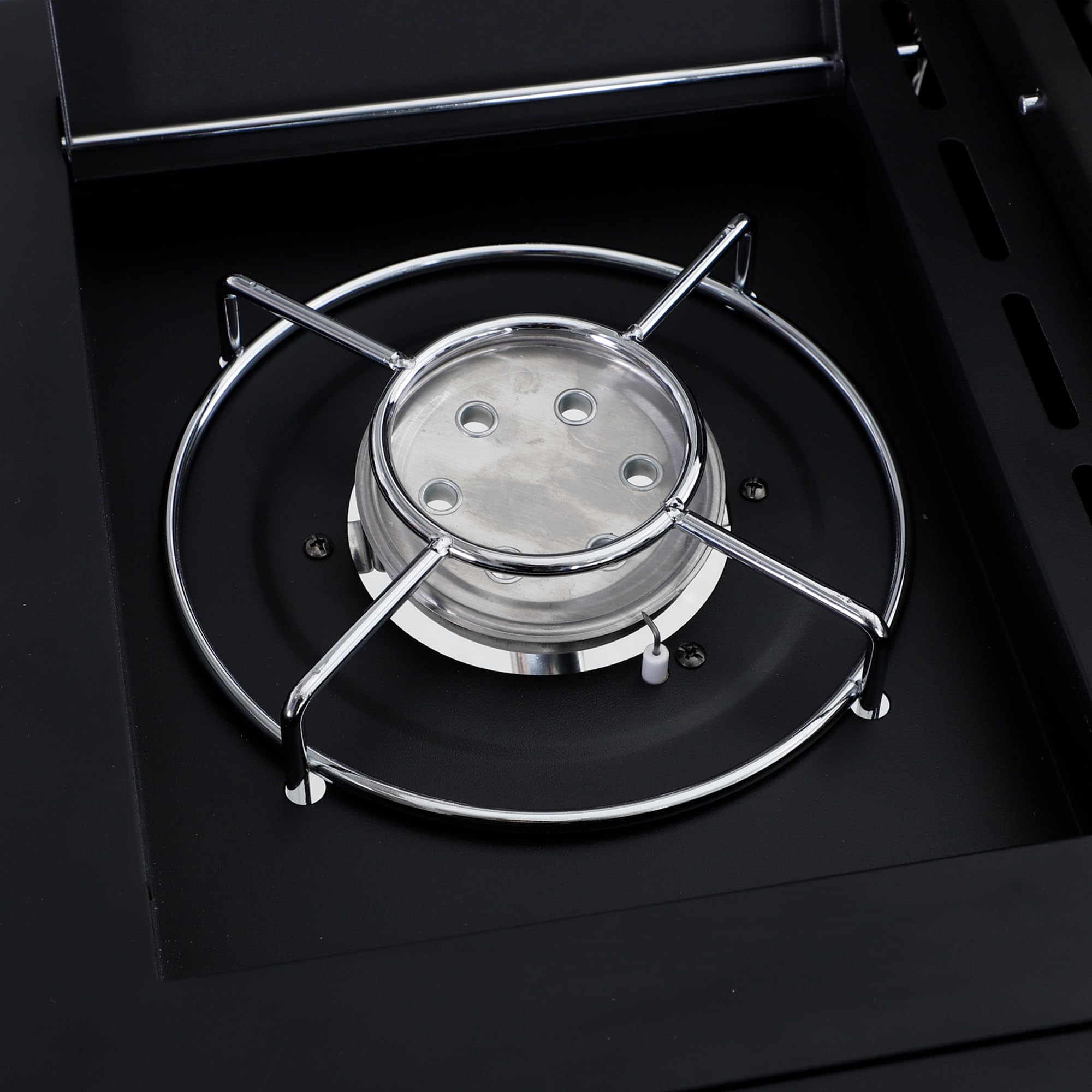 Outsunny Barbecue a Gas 5 Fornelli con Ripiani Laterali e Armadietto, 125x51x100 cm, Nero