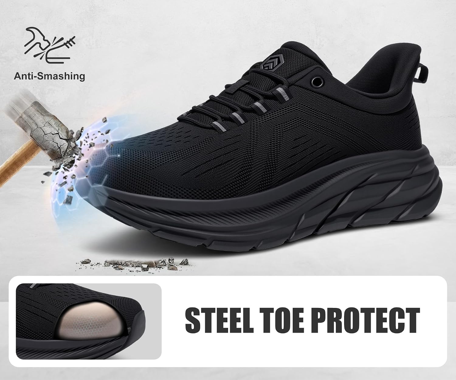 LARNMERN Steel Toe Work Slip On Shoes Women Men