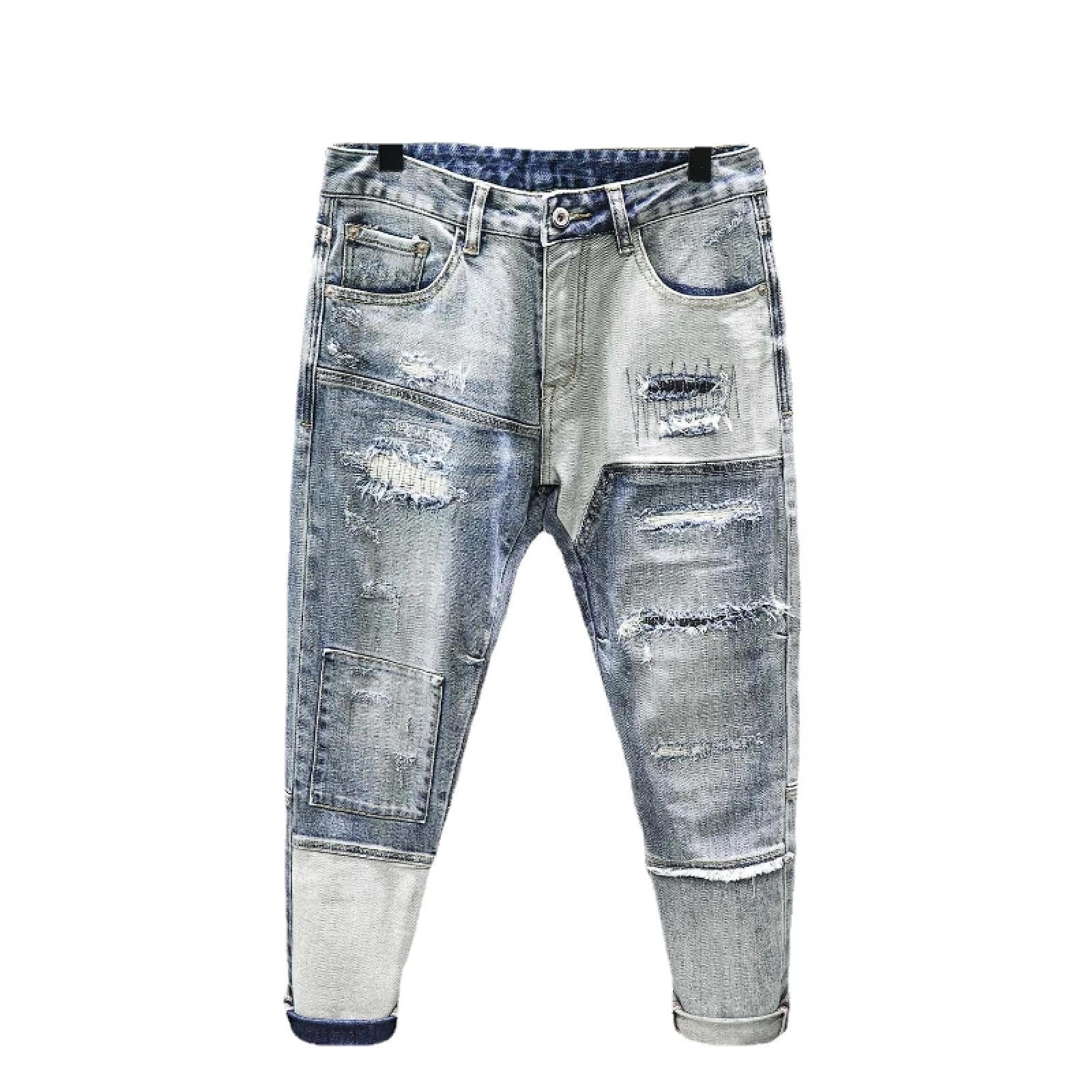 XOJSSLKX Jeans Men'S Pants Men'S Straight Jeans Denim Pants 32 Blue