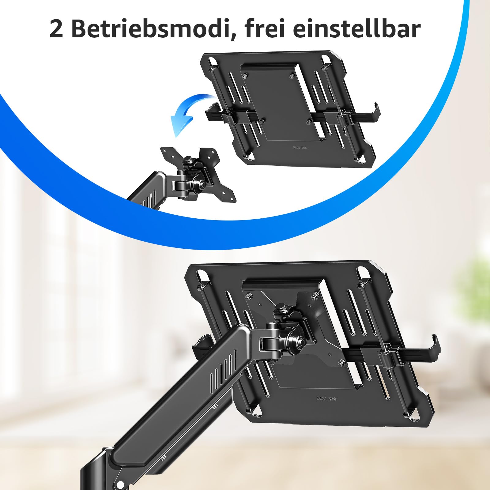 MOUNTUP Monitor Halterung mit Laptopablage, 2 in 1 verstellbare Laptop Armhalterung für 14-17 Zoll-Notebooks und 32 Zoll-Monitore, für bis zu 10 kg, EU3717