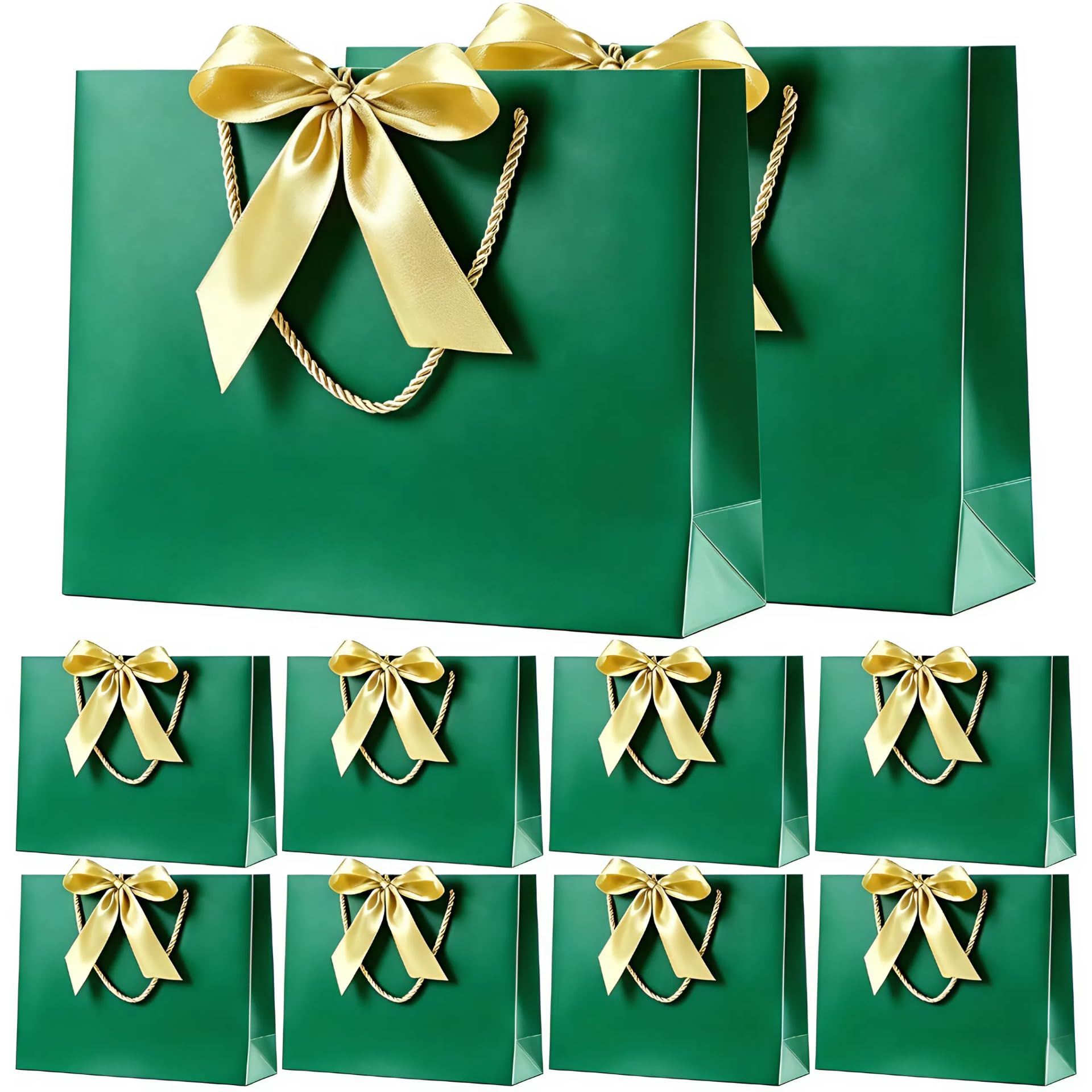 Large Gift Bag with Ribbon, 10 Pack Paper Presents Bags with Handle, for Birthday/Wedding/Anniversary/Baby Shower/Christmas/Retail Store