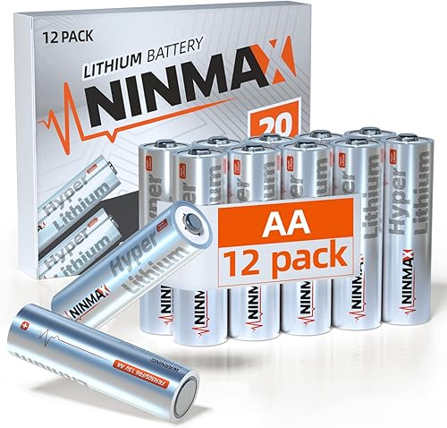 Paquete de 12 baterías AA de litio, 3500 mAh 1.5 V de mayor duración, batería doble A para dispositivos de alto drenaje, no recargables