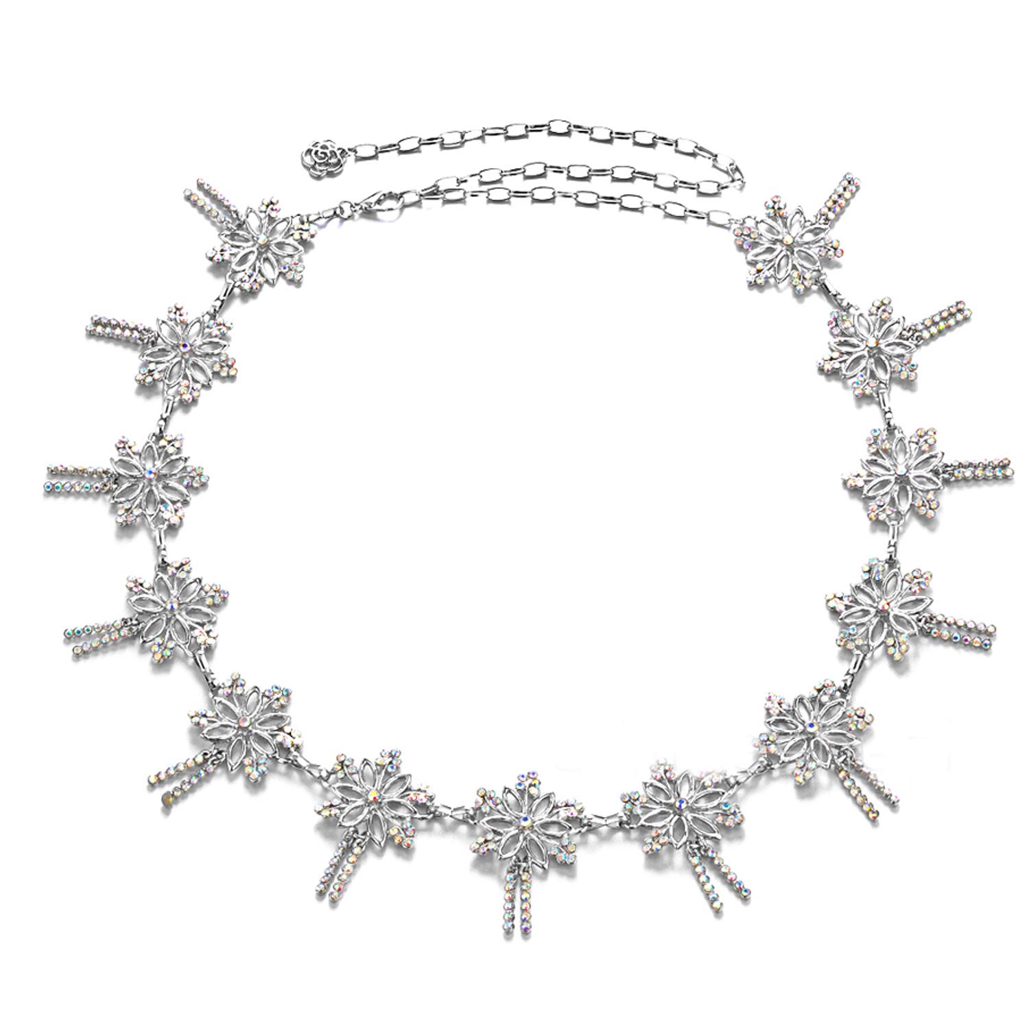 Cintura A Catena Con Strass Per Donna – 2 Righe, Chiusura A Gancio, Regolabile Fino A 114 Cm, In Metallo Argento, Perfetta Per Abiti E Jeans - 6