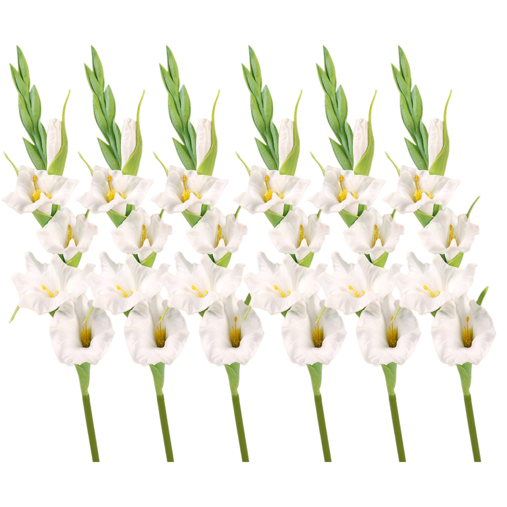 Xdyyjrasa Gladiolus Artificial Flowers - 6Pcs Faux Gladiolus, 22in Realistic Silk-Like Floral Arrangement for Home Wedding Decor, White