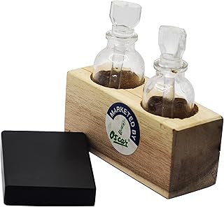 SWISSO Gold Testing Kit with Wooden Bottle Stand – 2 Bottles with Kasoti Stone for Gold Purity Check – Ideal for Jewellers, Valuers, Banks & Gold Buyers