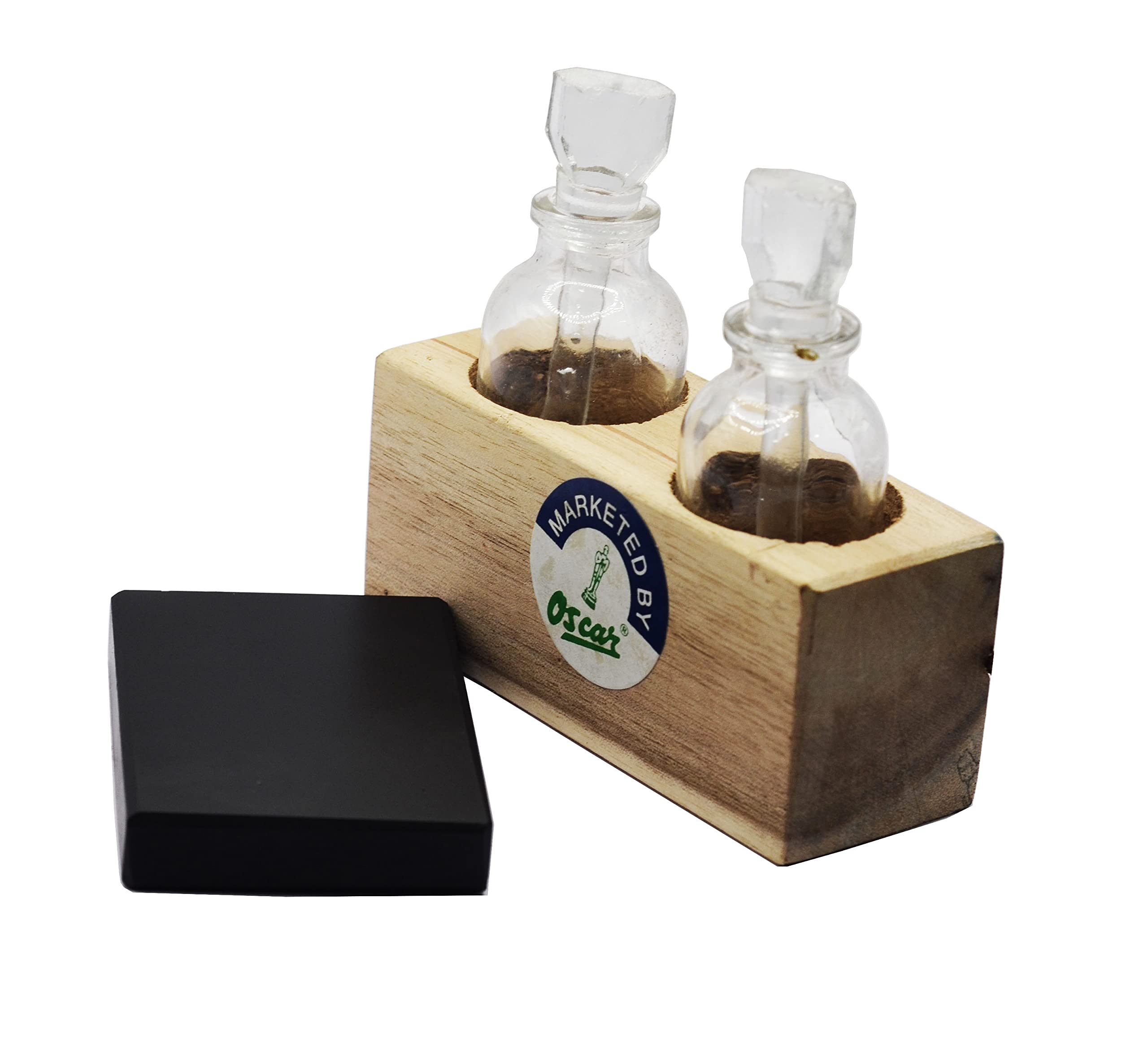 SWISSO Gold Testing Kit with Wooden Bottle Stand – 2 Bottles with Kasoti Stone for Gold Purity Check – Ideal for Jewellers, Valuers, Banks & Gold Buyers