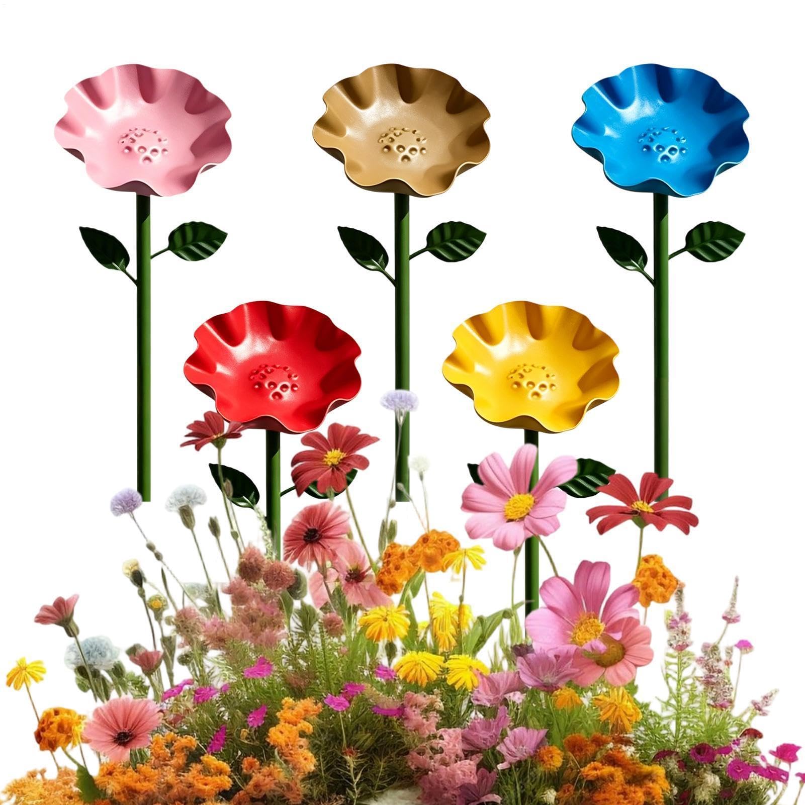 Estación de riego de abejas con diseño decorativo de metal en forma de flor