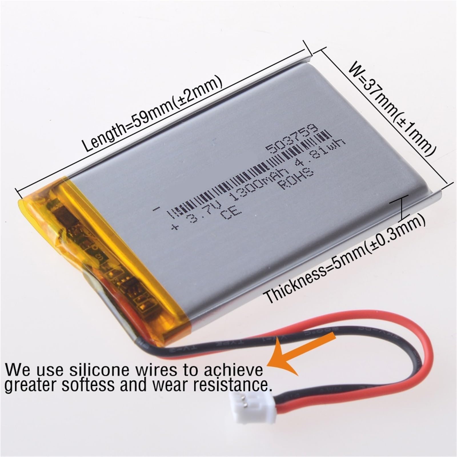 503759 3,7 V 1300 mAh (1 pièce)(2.0 2P)