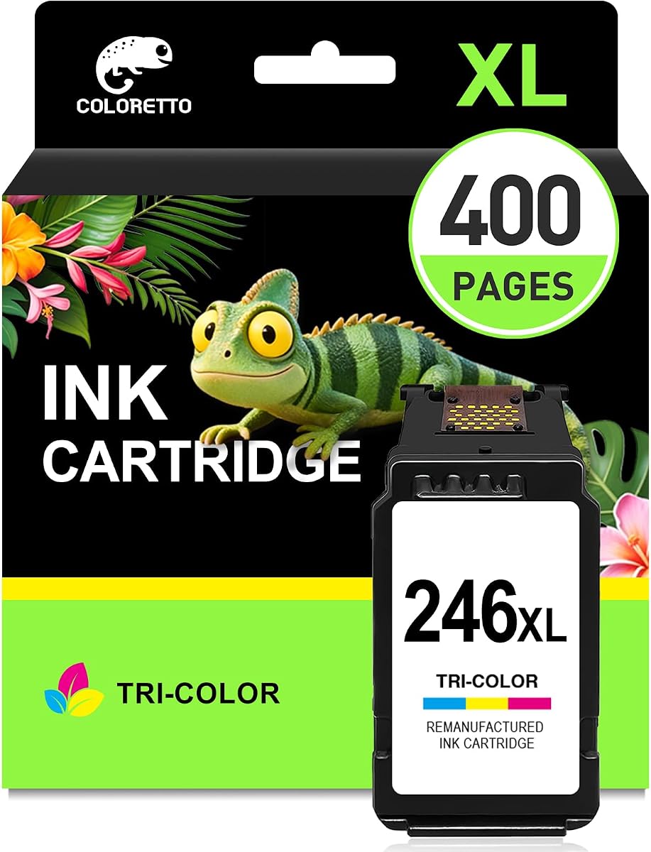 COLORETTO 246XL Ink Cartridge Replacement for Canon 246xl Color Ink Cartridge, CL-246XL for TS202 MX490 TR4520 MG2525 TR4500 MX492 TR4522 TS3322 TR4527 MG2500 MG2520 TS302 Printer Tricolor