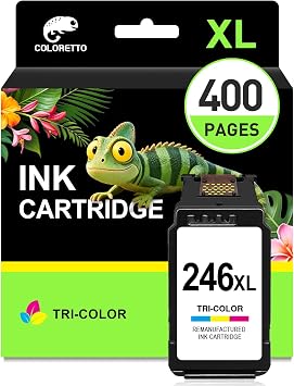 COLORETTO 246XL Ink Cartridge Replacement for Canon 246xl Color Ink Cartridge, CL-246XL for TS202 MX490 TR4520 MG2525 TR4500 MX492 TR4522 TS3322 TR4527 MG2500 MG2520 TS302 Printer Tricolor