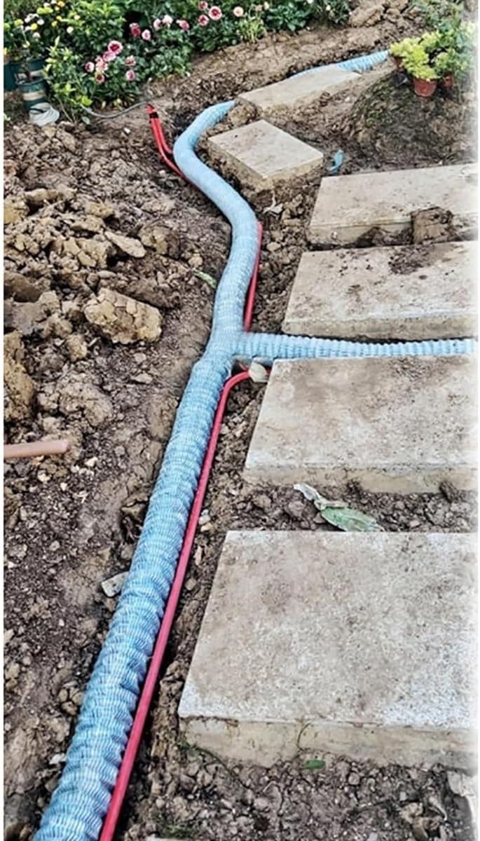 Industrial Soft Perforated Drainage Pipe 2/3/4/6/8 Inch - Durable Duct Hose with Steel Wire Reinforcement for Landscaping & Underground Applications (10cm, 20m/65.6ft)
