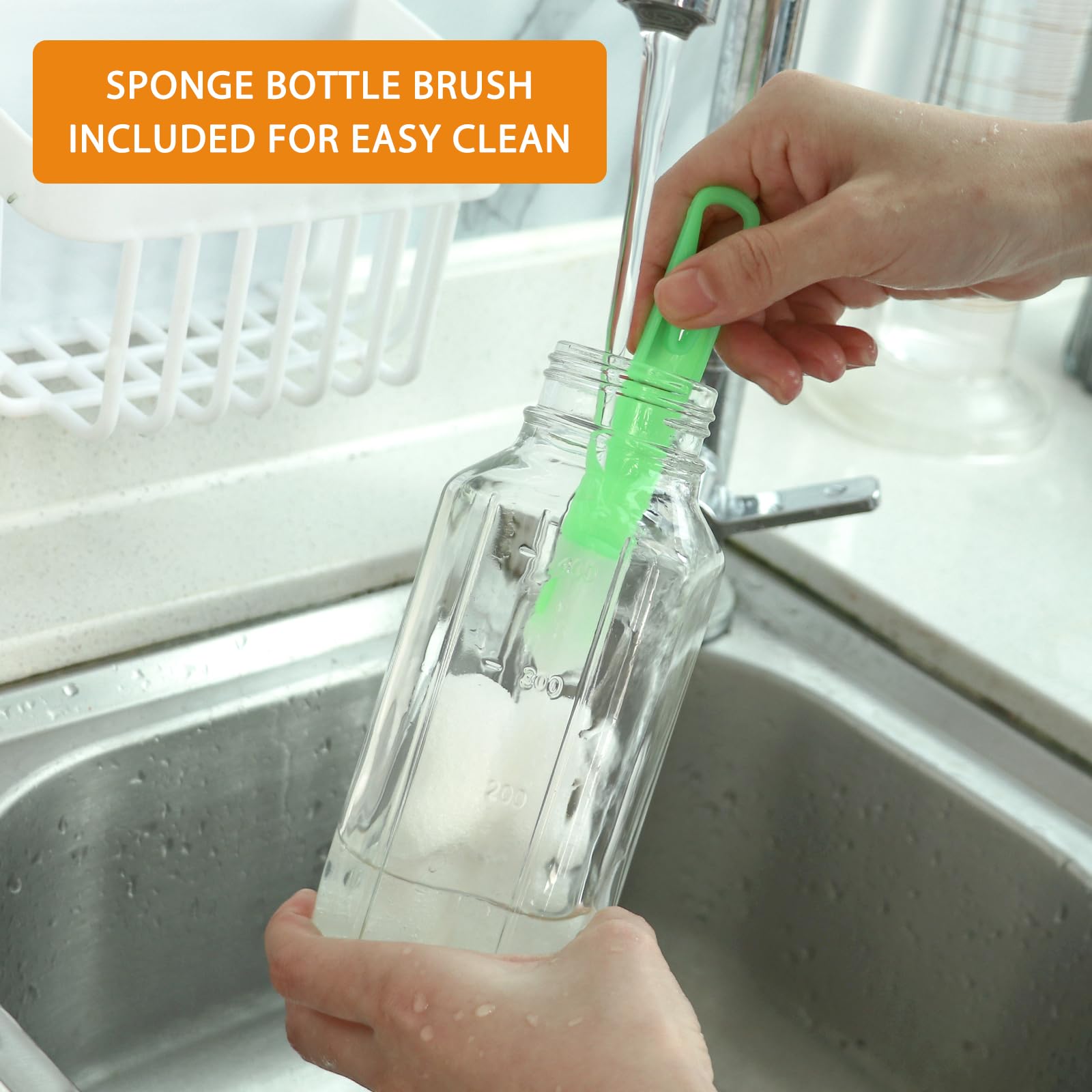 EkkoVla 500ml Glass Bottles with Airtight Lids, 4 Pack Reusable Juice Bottles with Scale, for Milk Smoothies, Beverages - Image 4