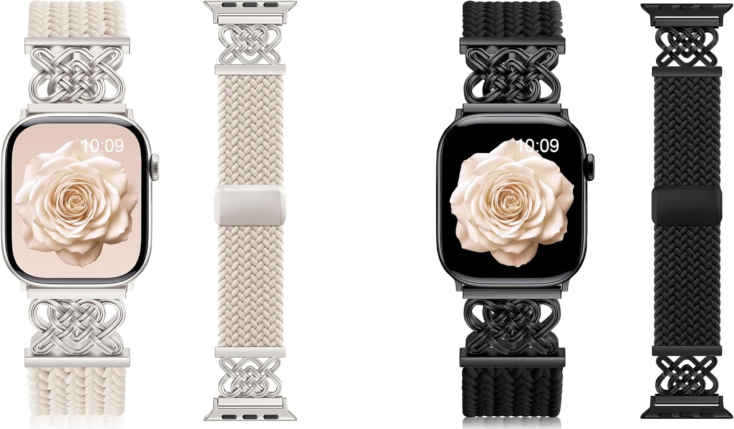 Braided Stretchy Band Compatible with Apple Watch Bands for Women 38mm 40mm 41mm 42mm 44mm 45mm 46mm 49mm,Magnetic Nylon Dressy Celtic Metal Strap for iWatch Series 11 10 9 8 7 6 5 4 SE Ultra 3 2 1
