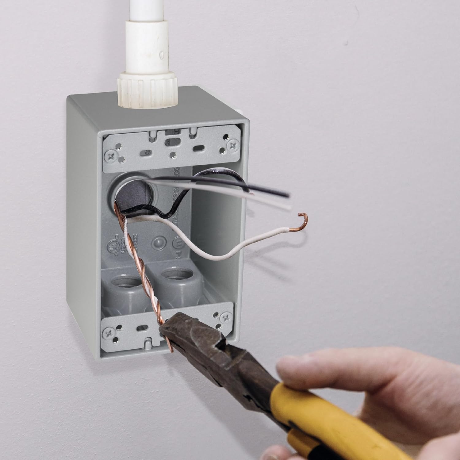 TayMac SD450S Weatherproof Box, 1-Gang, (4) 1/2-Inch Outlets, Deep, Gray