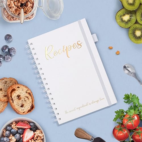 Miniatura 6 de JUBTIC Libro de recetas para escribir en tus propias recetas, cuaderno de recetas personal en blanco de 7 x 10 pulgadas, diario de recetas de tapa