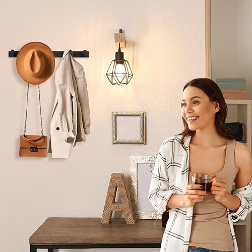 Miniatura 2 de Perchero de pared, perchero de metal con 5 ganchos, resistente, negro, 1 unidad